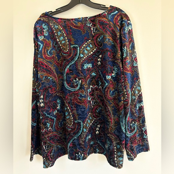 Y2K BONWORTH Burnout Velvet Paisley Jewel Tone Top Whimsigoth Fairy Grunge Sz LP - Picture 11 of 12